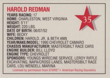 1992 Stars Go Mart #35 Harold Redman Back