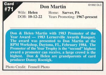 1992 Donny's Lernerville Speedway Part 1 #71 Don Martin Back