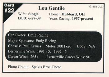 1992 Donny's Lernerville Speedway Part 2 #22 Lou Gentile Back