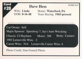 1992 Donny's Lernerville Speedway Part 2 #28 Dave Hess Back