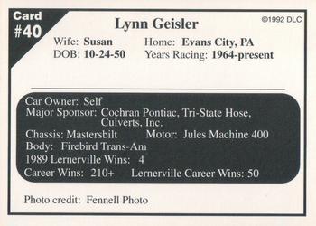 1992 Donny's Lernerville Speedway Part 2 #40 Lynn Geisler Back