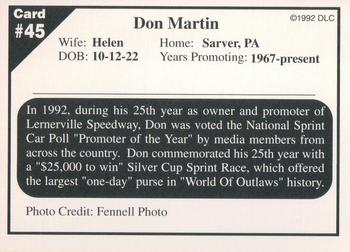 1992 Donny's Lernerville Speedway Part 2 #45 Don Martin Back
