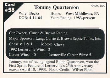 1992 Donny's Lernerville Speedway Part 2 #58 Tommy Quarterson Back