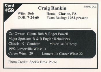 1992 Donny's Lernerville Speedway Part 2 #59 Craig Rankin Back