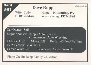 1992 Donny's Lernerville Speedway Part 2 #61 Dave Rupp Back