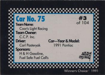 1991 Winner's Choice Modifieds  #3 Carl Pasteryak's Car Back