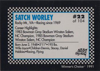 1991 Winner's Choice Modifieds  #22 Satch Worley Back