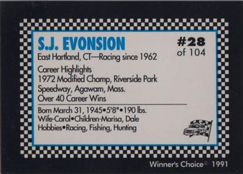 1991 Winner's Choice Modifieds  #28 S.J. Evonsion Back