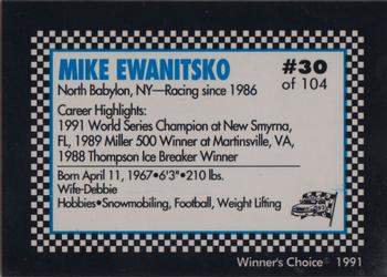 1991 Winner's Choice Modifieds  #30 Mike Ewanitsko Back