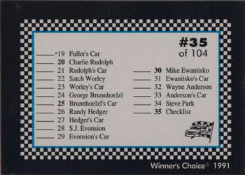 1991 Winner's Choice Modifieds  #35 Checklist Back