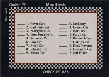 1991 Winner's Choice Modifieds  #35 Checklist Front