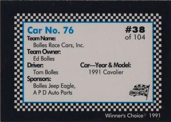 1991 Winner's Choice Modifieds  #38 Tom Bolles' Car Back