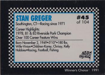 1991 Winner's Choice Modifieds  #45 Stan Greger Back
