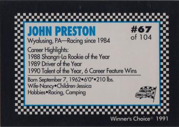 1991 Winner's Choice Modifieds  #67 John Preston Back