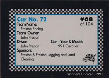 1991 Winner's Choice Modifieds  #68 John Preston's Car Back