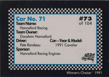 1991 Winner's Choice Modifieds  #73 Pete Rondeau's Car Back