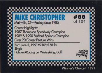 1991 Winner's Choice Modifieds  #88 Mike Christopher Back