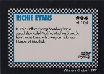 1991 Winner's Choice Modifieds  #94 Richie Evans' Car/Modified Madness Back