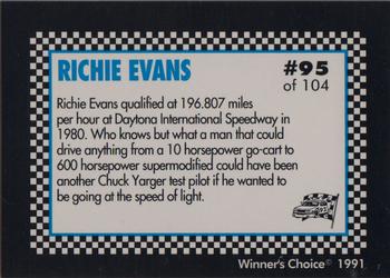1991 Winner's Choice Modifieds  #95 Richie Evans w/Car/Daytona International Speedway Back