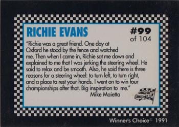 1991 Winner's Choice Modifieds  #99 Richie Evans' Car/1983 at Martinsville Back