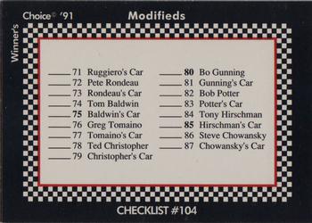 1991 Winner's Choice Modifieds  #104 Checklist Front