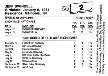 1989 World of Outlaws #2 Jeff Swindell Back