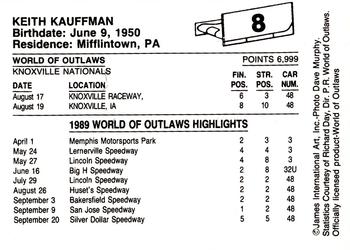1989 World of Outlaws #8 Keith Kauffman Back