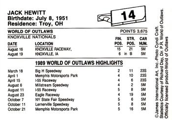 1989 World of Outlaws #14 Jack Hewitt Back