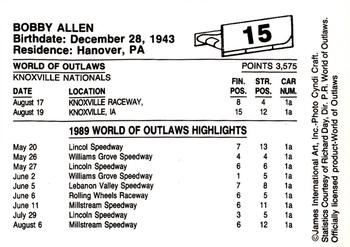 1989 World of Outlaws #15 Bobby Allen Back