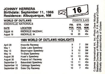 1989 World of Outlaws #16 Johnny Herrera Back