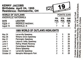 1989 World of Outlaws #19 Kenny Jacobs Back
