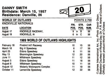 1989 World of Outlaws #20 Danny Smith Back