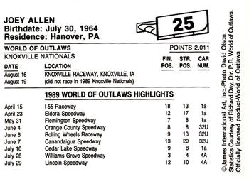 1989 World of Outlaws #25 Joey Allen Back