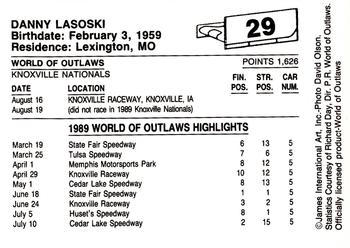 1989 World of Outlaws #29 Danny Lasoski Back