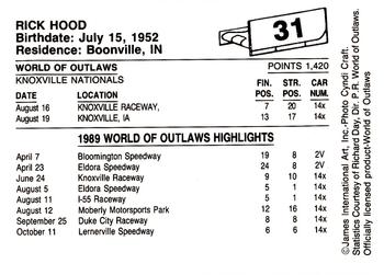 1989 World of Outlaws #31 Rickey Hood Back