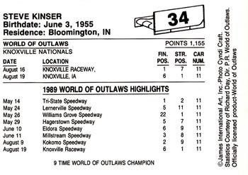 1989 World of Outlaws #34 Steve Kinser Back