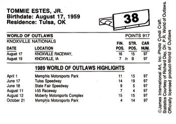 1989 World of Outlaws #38 Tommie Estes Jr. Back