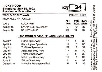 1990 World of Outlaws #34 Rickey Hood Back
