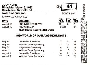 1990 World of Outlaws #41 Joey Kuhn Back