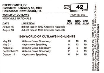 1990 World of Outlaws #42 Steve Smith Sr. Back