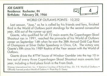 1991 World of Outlaws #4 Joe Gaerte Back