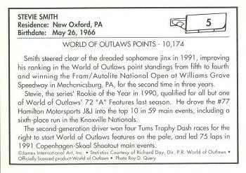 1991 World of Outlaws #5 Stevie Smith Back