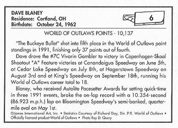 1991 World of Outlaws #6 Dave Blaney Back