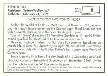 1991 World of Outlaws #8 Steve Beitler Back