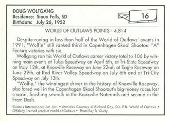 1991 World of Outlaws #16 Doug Wolfgang Back