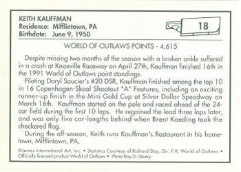 1991 World of Outlaws #18 Keith Kauffman Back