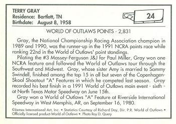 1991 World of Outlaws #24 Terry Gray Back
