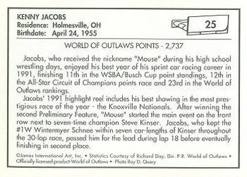 1991 World of Outlaws #25 Kenny Jacobs Back