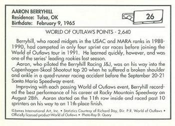 1991 World of Outlaws #26 Aaron Berryhill Back