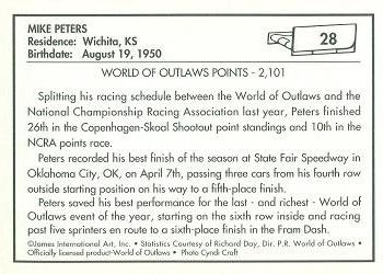 1991 World of Outlaws #28 Mike Peters Back